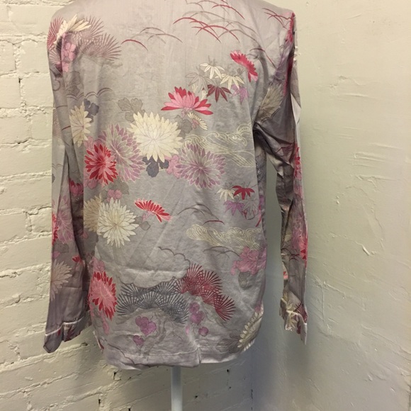 Josie Natori gray floral cotton pajama top size m - Picture 4 of 6